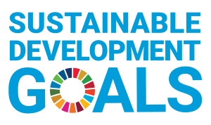 Sustainable Development Goals text and rainbow wheel.