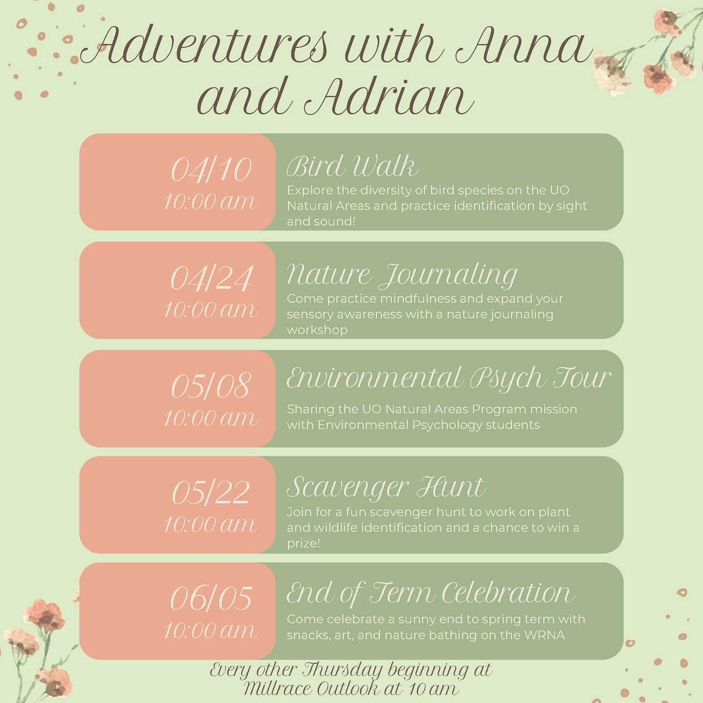 Spring term 2025: Engagement events every other Thursday