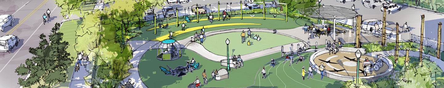 excerpt from aerial rendering of the Agate Playground Improvement project