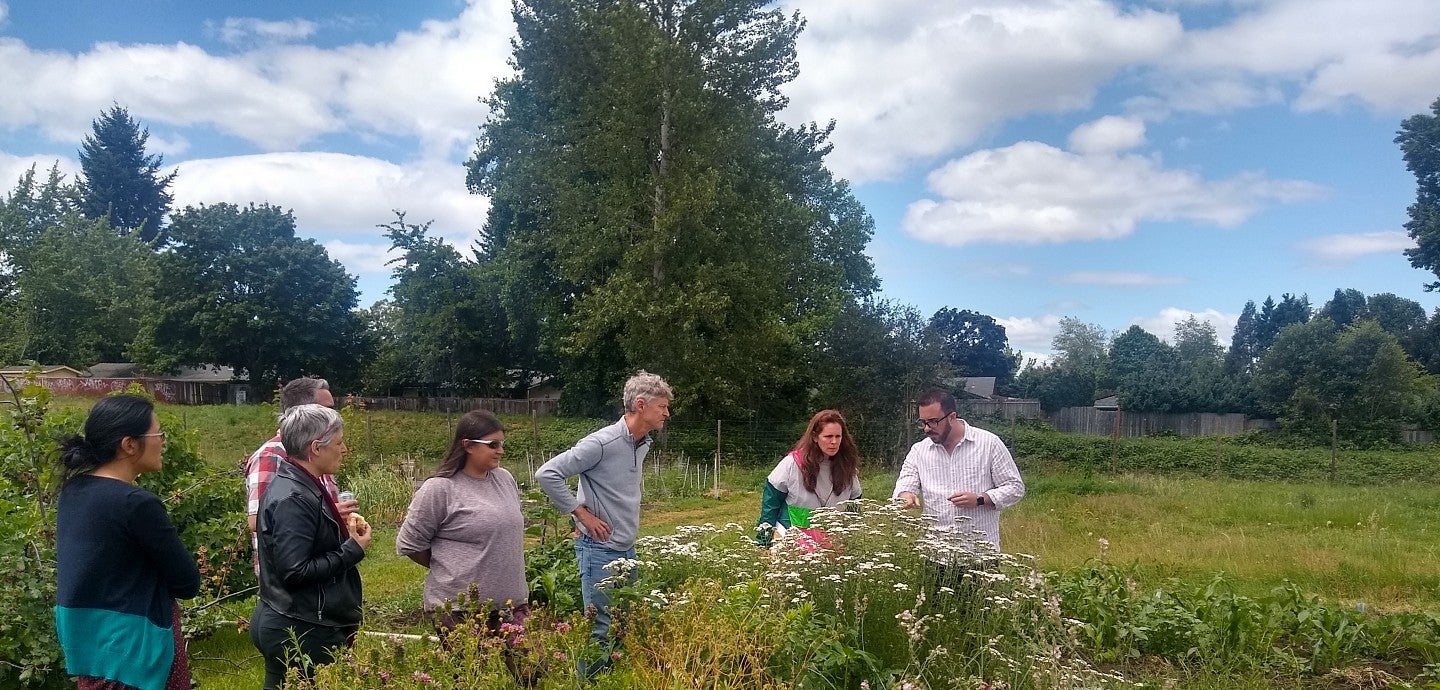 UO Sustainability Fellows at Pollinator Garden