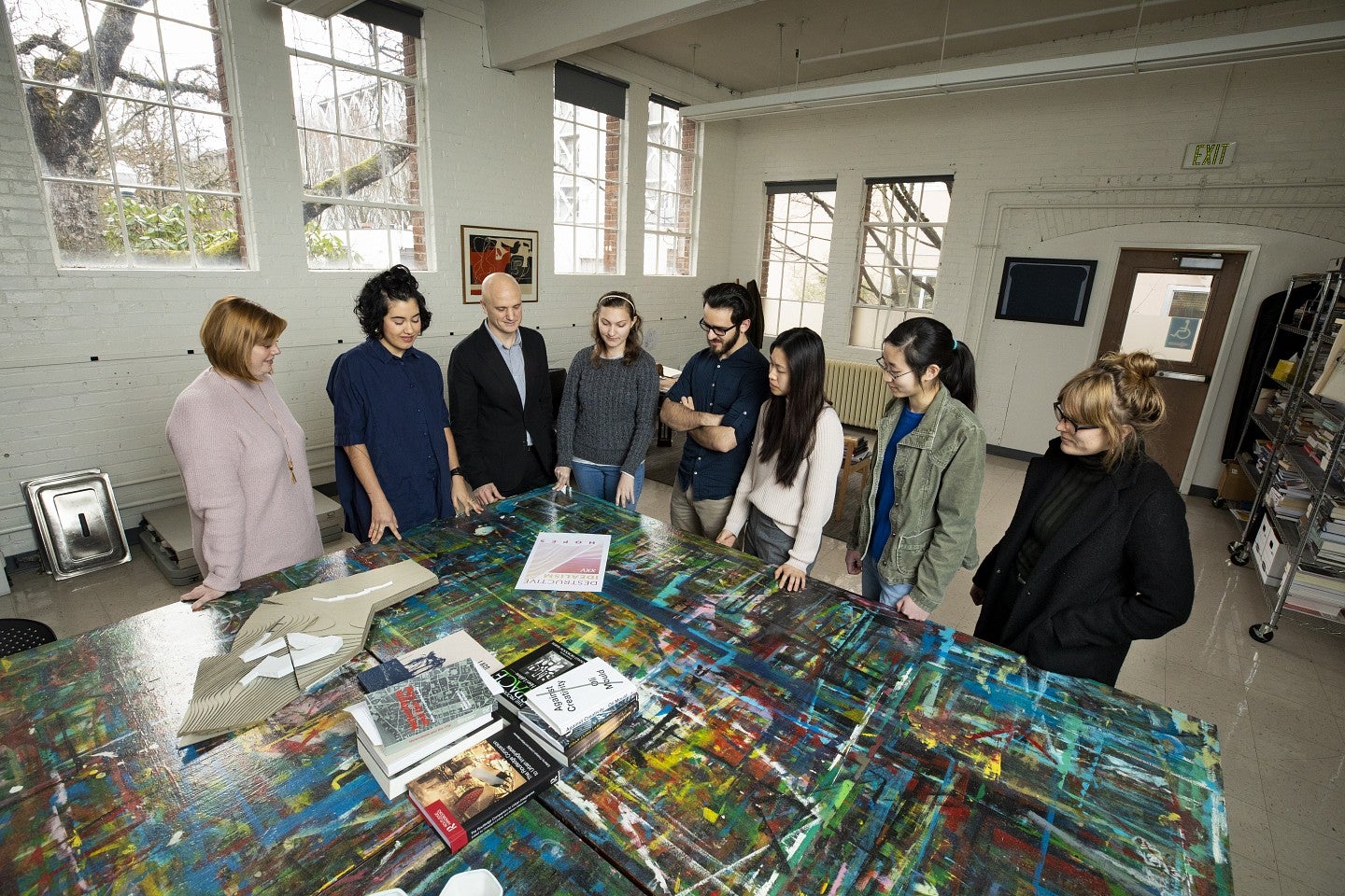 Dean Christoph Lindner with a group of College of Design students.
