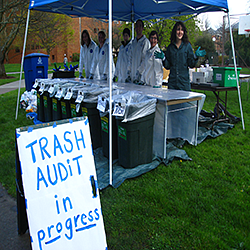 Students ready to assist others in a waste audit