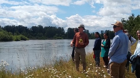 Faculty onsite at Green Island with McKenzie River Trust
