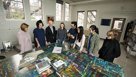 Dean Christoph Lindner with a group of College of Design students.