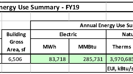 UO Annual Energy Use Summary FY19 Table