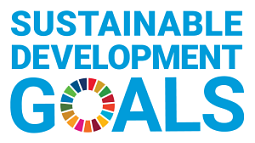 Sustainable Development Goals text and rainbow wheel.