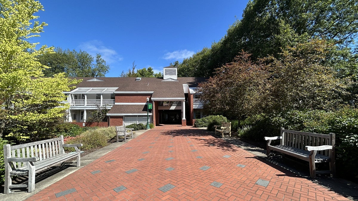 South facade of Lokey Education Complex.