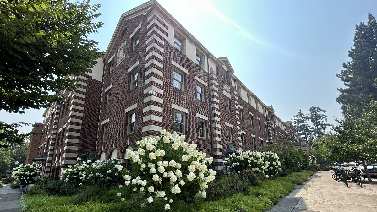 Staub Hall Facade with mature landscaping.